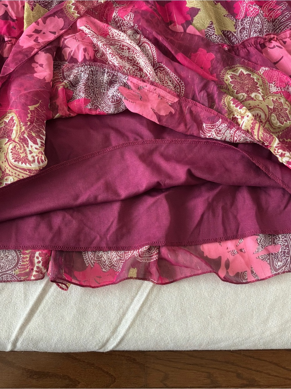******* Hot Pink Tee with Floral Tiered Maxi Skirt b7 ******* - Picture 8 of 9
